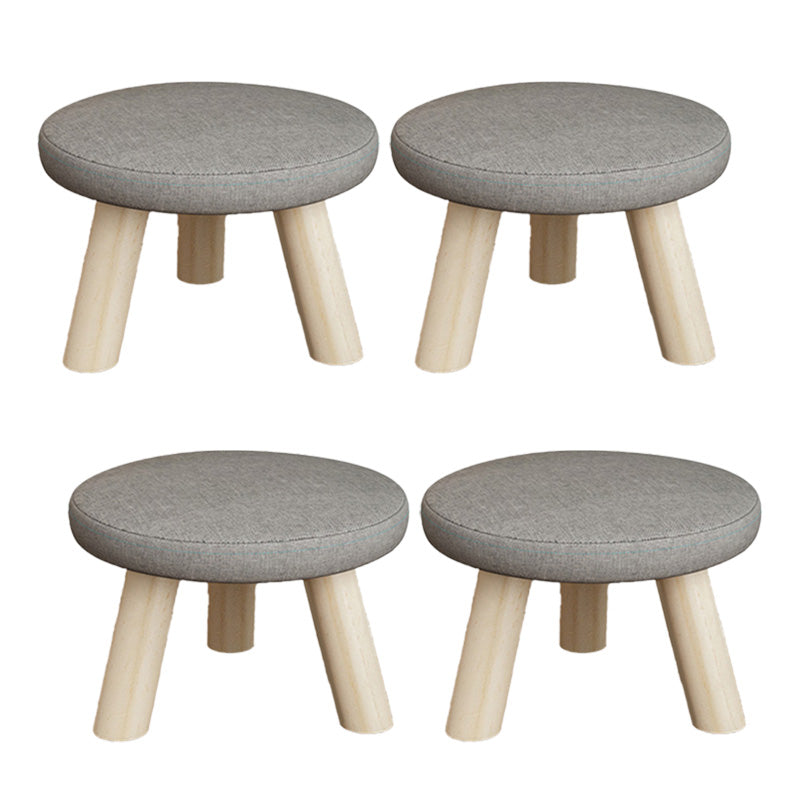 Cotton Linen Ottoman Wood Frame Whole Colored Contemporary Upholstered Ottoman