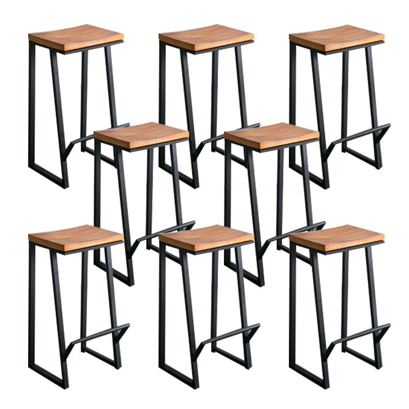 Contemporary Armless Bar Stools Solid Wood Barstool with Footrest