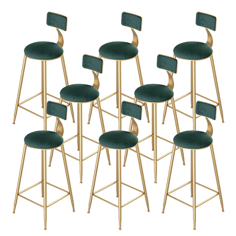 Green Cushion Bar Stools Armless Barstool with Gold Metal Legs