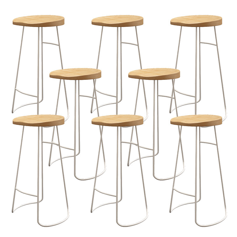 Wood Dining Stool Contemporary Backless Bar Stools with Footrest White 8 Piece Set Bar Stool(30"H) Clearhalo 'Bar Furniture' 'Bar Stools' 'bar_stools' 'furn' 'furn_bar_stools' 'Furniture' 'Kitchen & Dining Furniture' 6555868