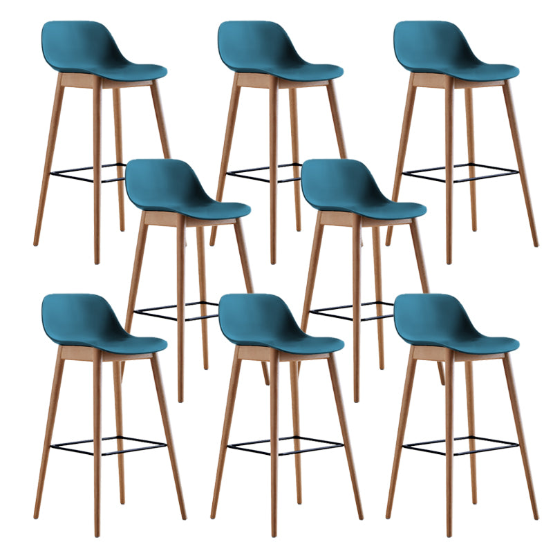 Scandinavian Low Back Armless Bar Stool Beech Solid Wood and Plastic Bar Stool