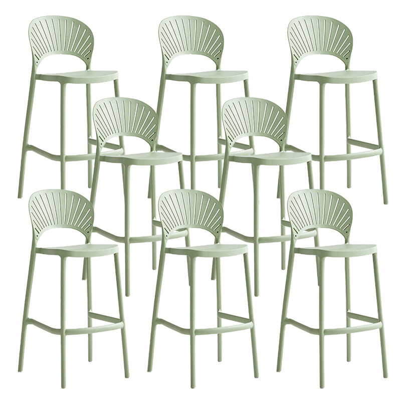 Industrial Armless Low Back Bar Stool Indoor Stackable Plastic Bar Stool Green 8 Piece Set Clearhalo 'Bar Furniture' 'Bar Stools' 'bar_stools' 'furn' 'furn_bar_stools' 'Furniture' 'Kitchen & Dining Furniture' 6556437