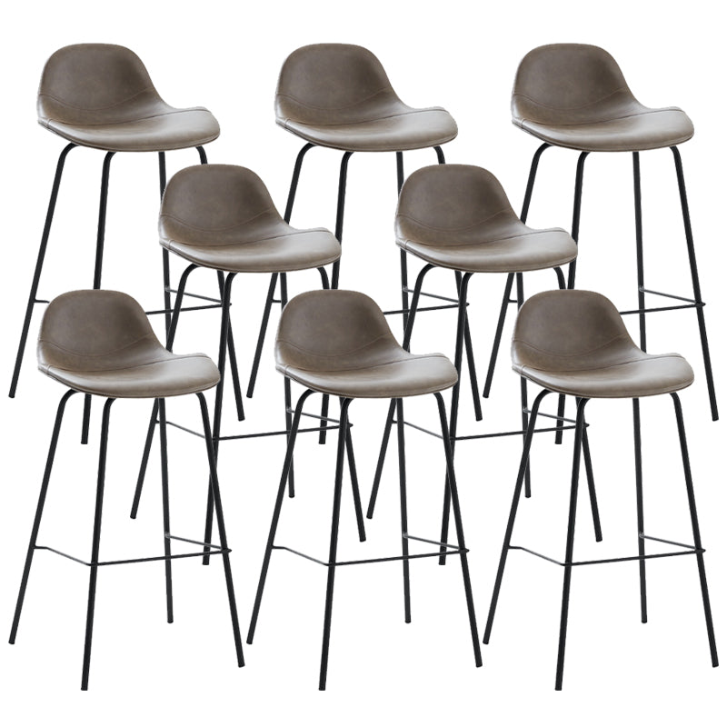 Modern Faux Leather Bar Stool Indoor Low Back Stool with Metal Legs