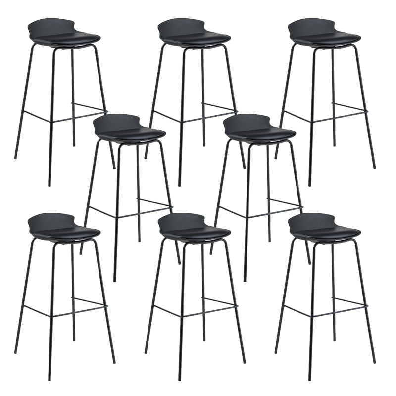 Contemporary Metal Frame Bar Stool Low Back PU Leather Bar Stool for Living Room Black Black 8 Piece Set Clearhalo 'Bar Furniture' 'Bar Stools' 'bar_stools' 'furn' 'furn_bar_stools' 'Furniture' 'Kitchen & Dining Furniture' 6557370