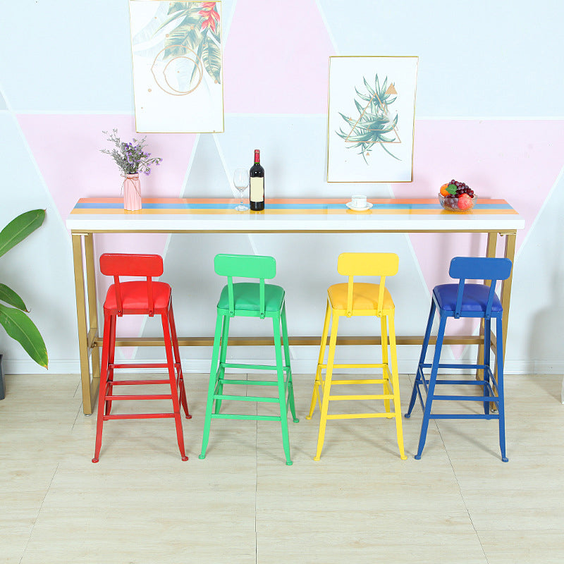 Mesa de altura de barra moderna mesa de barra de bistro de madera maciza con base de metal