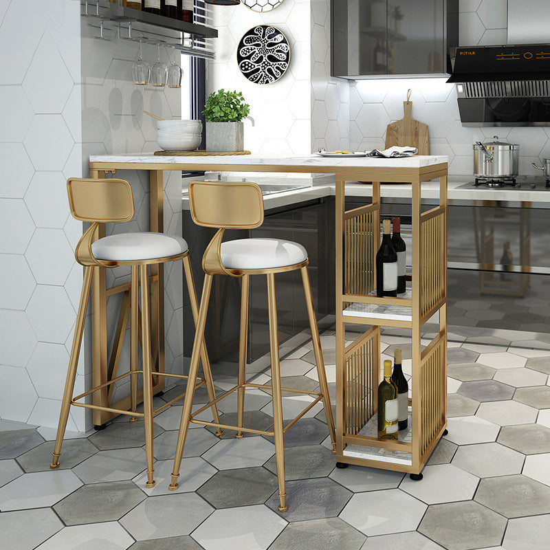 フェイクマーブルトップバーの高さテーブルグラムスタイルビストロテーブル2つの棚付き