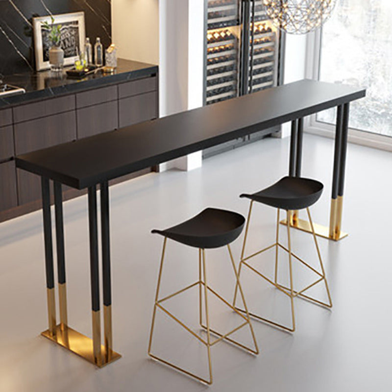 Glam Bar Height Table Solid Wood Top Bistro Bar Table with Double Pedestal Base