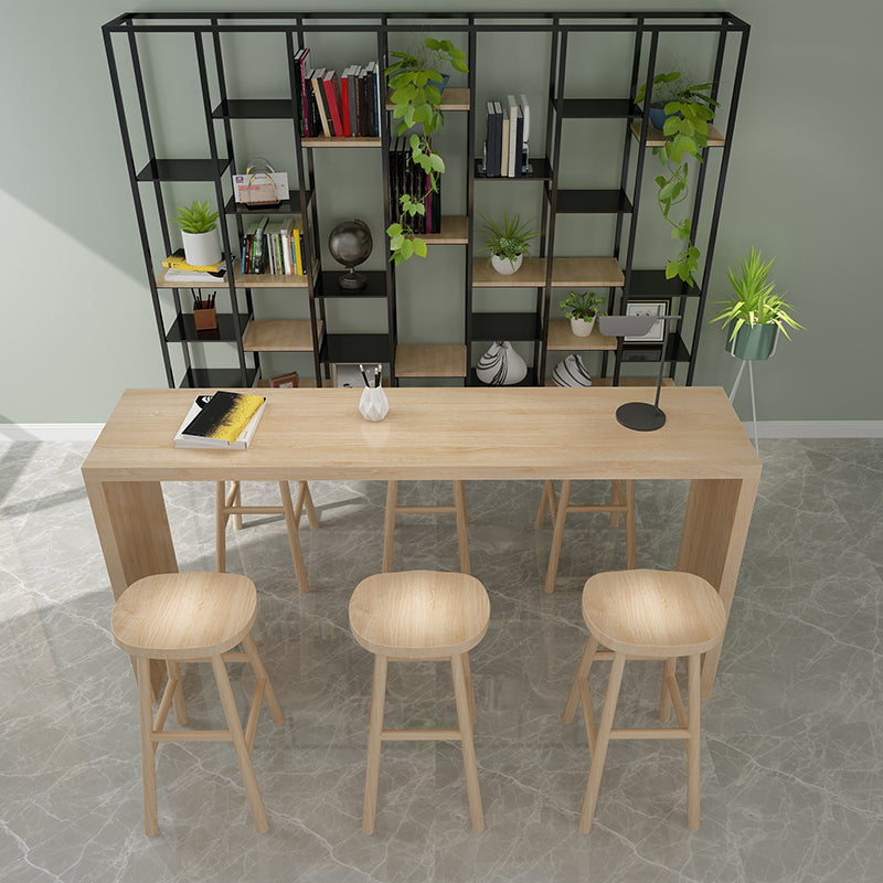 Contemporary Style Solid Wood Bar Stool Table Rectangle Bar Table in Natural