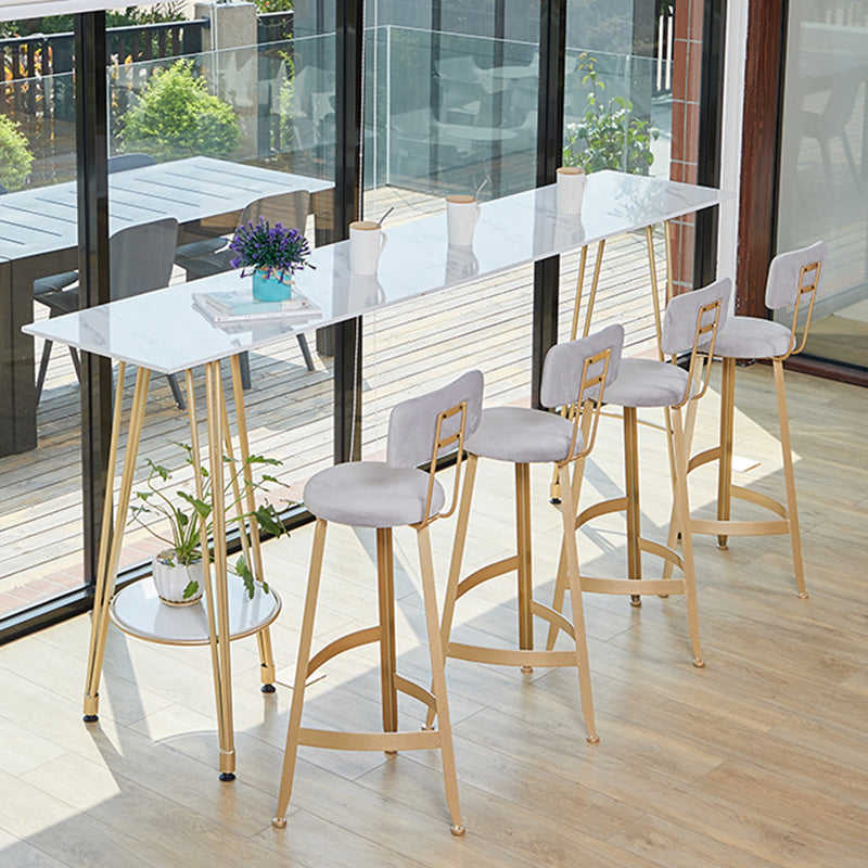 Rectangle Pub Table Glam Stone Bar Table for Cafe and Breakroom