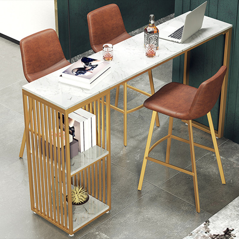 Set di bistrot rettangolo glam 1/3/4 pezzi tavolo da pub in marmo con sgabelli con schiena solida