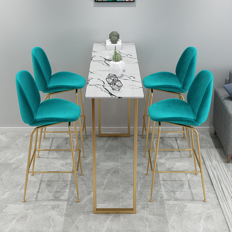 Set di bistrot rettangolo glam 1/5 pezzi tavolo da pub in falda in marmo con sgabelli