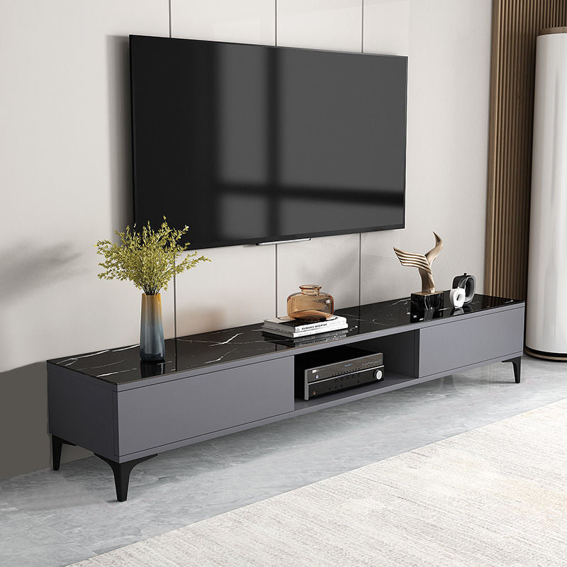 Faux Wood TV Media Stand Contemporary TV Console for Living Room Black Clearhalo 'furn' 'furn_tv_stands_entertainment_centers' 'Furniture' 'Living Room Furniture' 'TV Stands & Entertainment Centers' 'TV Stands & Media Storage Furniture' 'tv_stands_entertainment_centers' 6562408