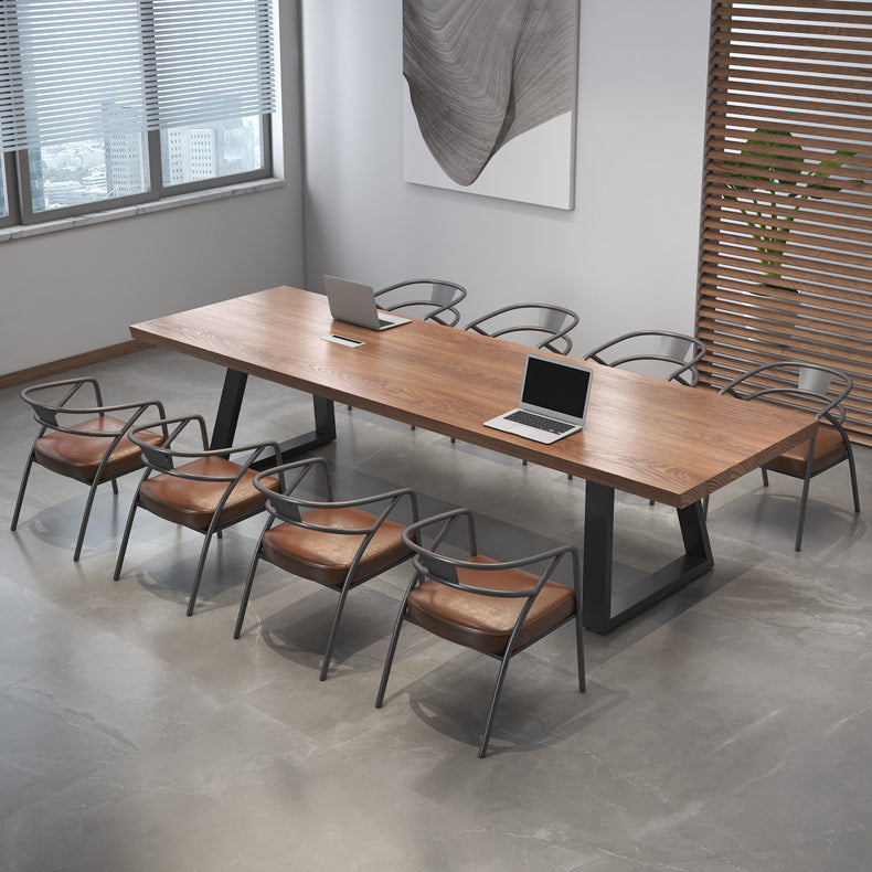 Solid Wood Writing Desk Industrial 29.53 "Tall Office Desk met ijzeren benen