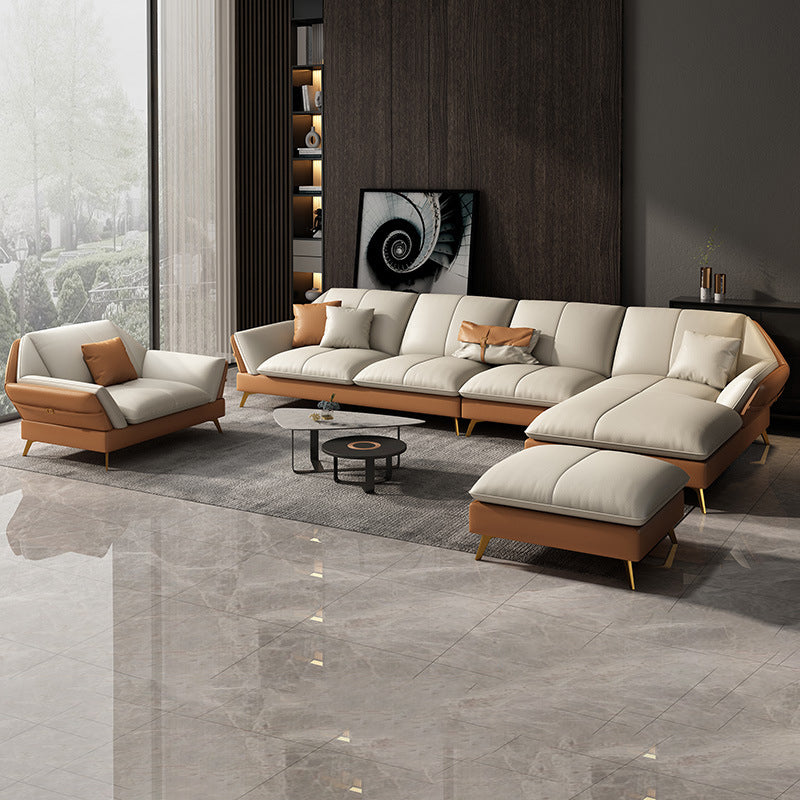 32 "h glam sezionale divano bianco cuscino in pelle posteriore sezionale