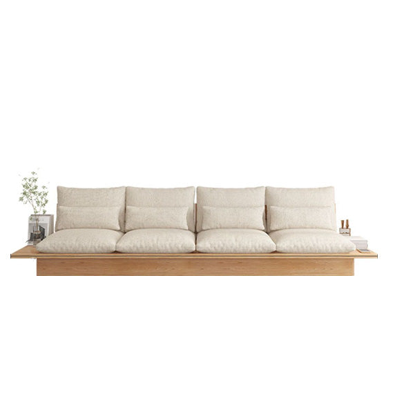 Contemporary Beige Sofa with Pillows Back and Drawers for Living Room