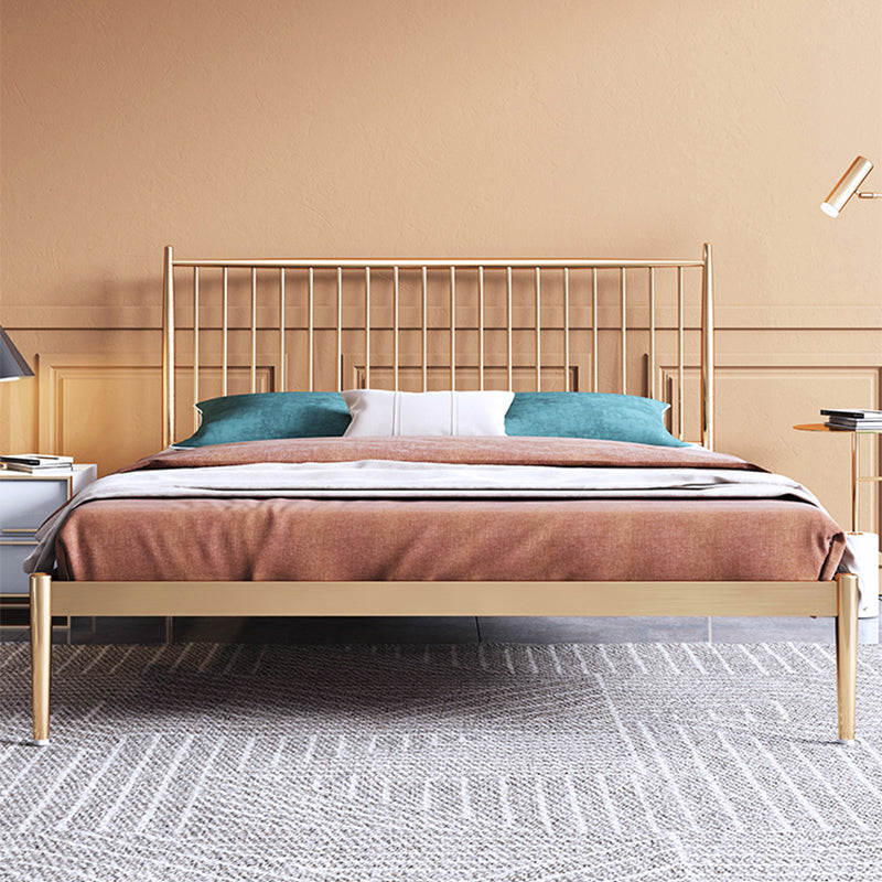 Glam gouden afwerking Metallic bed draad-grid ijzeren bedframe met hoofdeinde