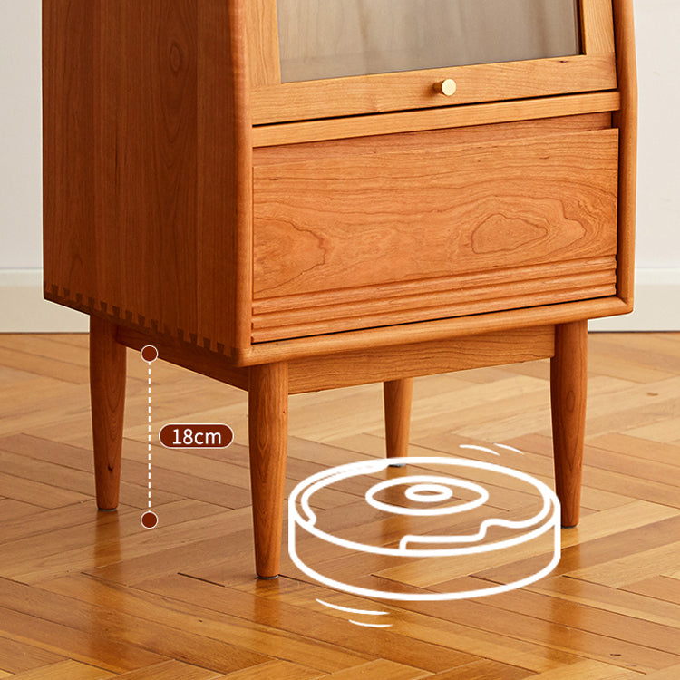 2 - Door and 1 - Drawer Solid Wood Chest 43.3" Tall Glass Paned Side Cabinet Clearhalo 'Cabinets & Chests' 'cabinets_chests' 'furn' 'furn_cabinets_chests' 'Furniture' 'Living Room Furniture' 6568048