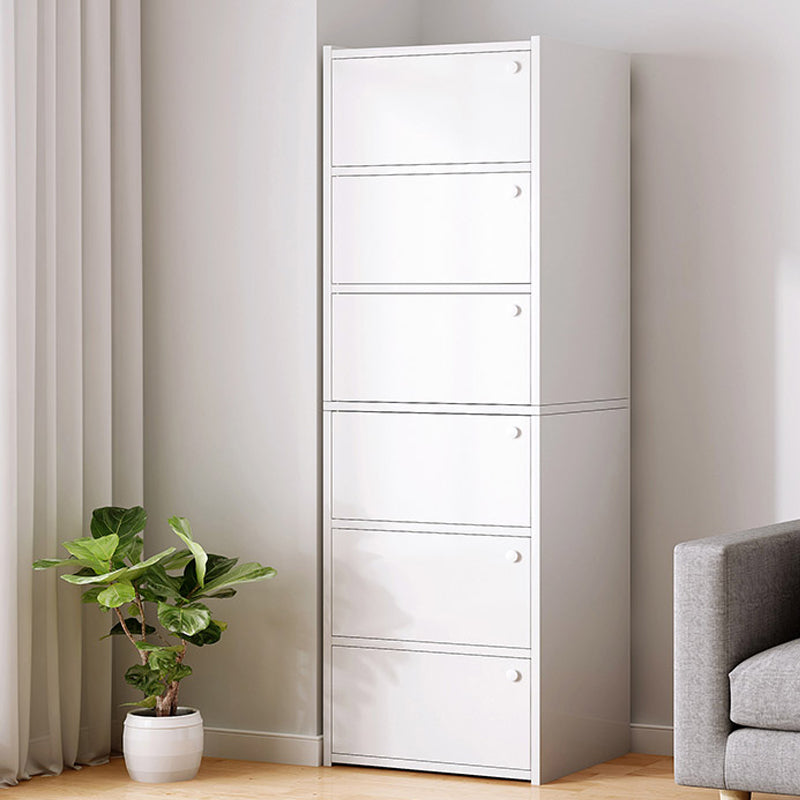 Modern Knobs Handle Storage Cabinet Solid Wood Standard Cabinet 16"L x 12"W x 60"H White Clearhalo 'Cabinets & Chests' 'cabinets_chests' 'furn' 'furn_cabinets_chests' 'Furniture' 'Living Room Furniture' 6568079