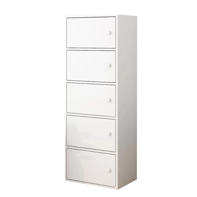 Simple Side Cabinet with Doors Modern Faux Wood Accent Cabinet 16"L x 12"W x 50"H White Clearhalo 'Cabinets & Chests' 'cabinets_chests' 'furn' 'furn_cabinets_chests' 'Furniture' 'Living Room Furniture' 6568269