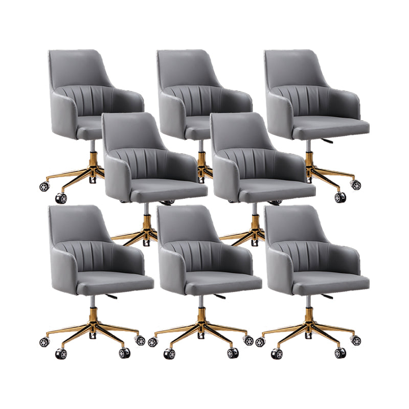 Modern Fixed Arms Desk Chair Adjustable Seat Height Office Chair with Wheels Grey 8 Piece Set Clearhalo 'furn' 'furn_office_chair' 'Furniture' 'Office Chairs' 'Office Furniture' 'office_chair' 6569324