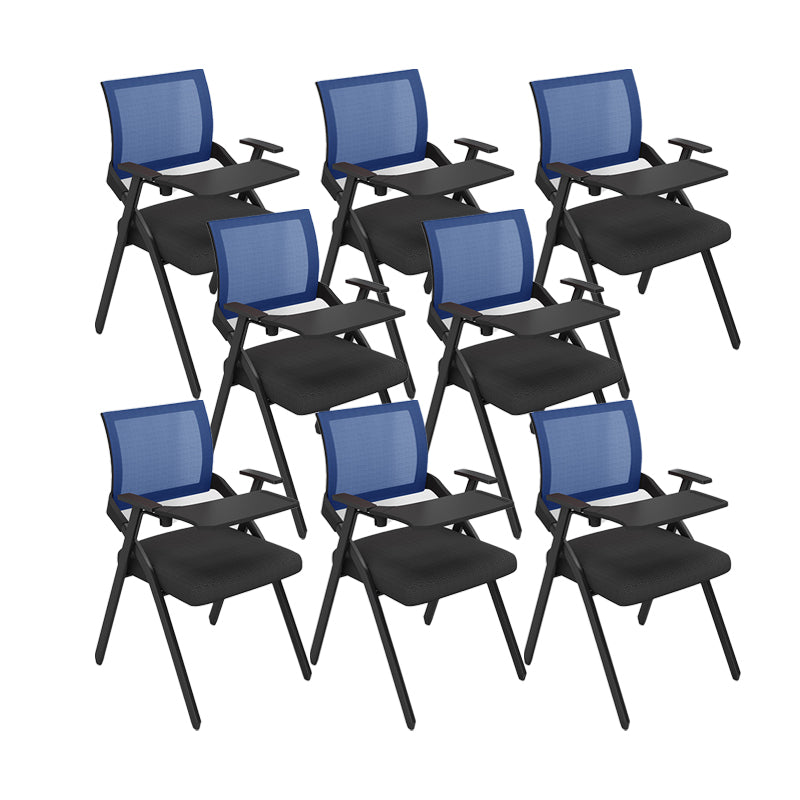 Contemporary Arms Included Conference Chair Mesh-back Chair for Office Blue With Writing Pad 8 Piece Set Clearhalo 'furn' 'furn_office_chair' 'Furniture' 'Office Chairs' 'Office Furniture' 'office_chair' 6569420