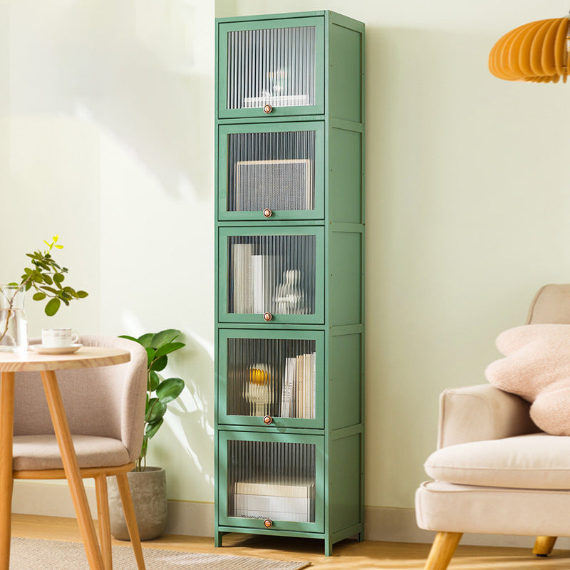 Bamboo Standard Bookcase Scandinavian Closed Back Bookshelf with Cabinets 16"L x 13"W x 68"H Green Clearhalo 'Bookcases' 'furn' 'furn_bookcases' 'Furniture' 'Office Furniture' 6570566