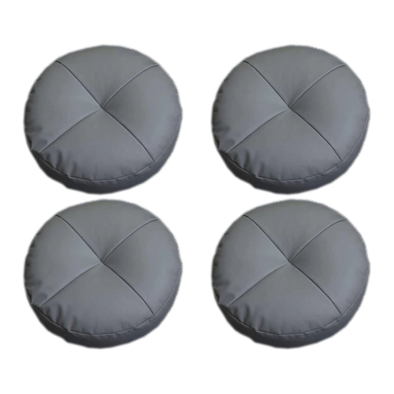 Modern Pouf Ottoman Leather Upholstered Solid Color Round Ottoman 19.7"L x 19.7"W x 5.9"H Dark Gray 4 Piece Set Clearhalo 'furn' 'furn_ottomans_poufs' 'Furniture' 'Living Room Furniture' 'Ottomans & Poufs' 'ottomans_poufs' 6572345