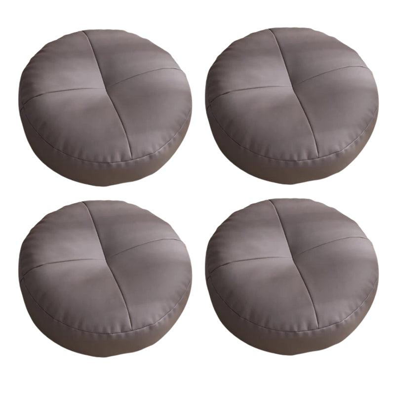 Modern Pouf Ottoman PU Leather Upholstered Tufted Solid Color Round Ottoman Dark Gray 4 Piece Set Clearhalo 'furn' 'furn_ottomans_poufs' 'Furniture' 'Living Room Furniture' 'Ottomans & Poufs' 'ottomans_poufs' 6572446