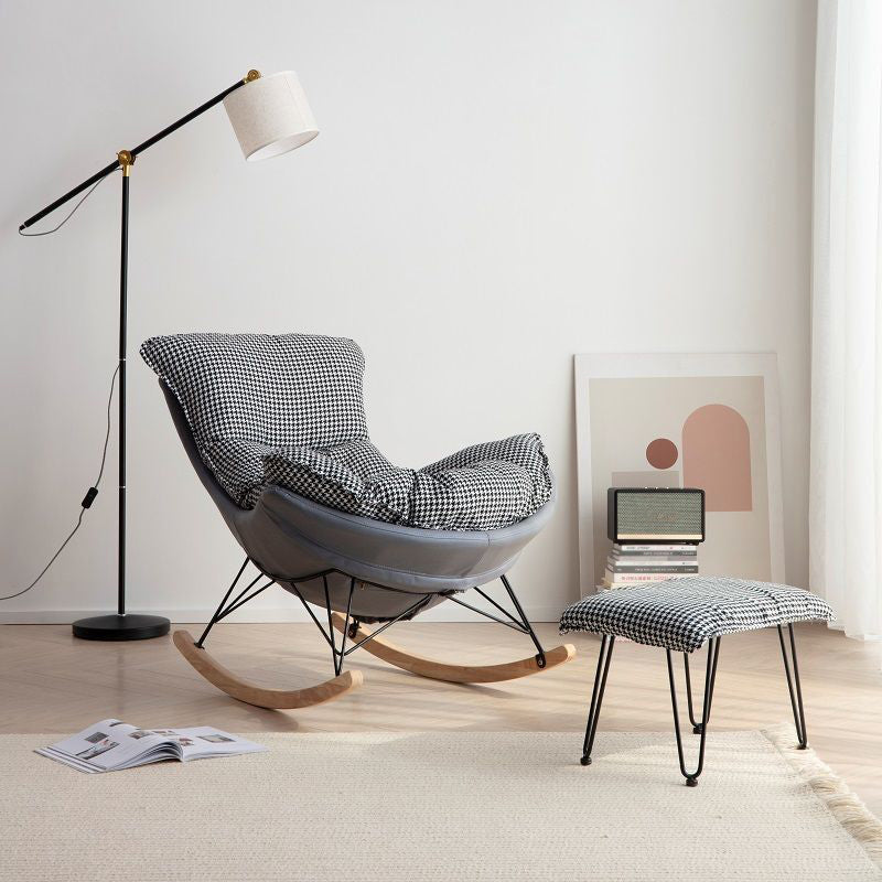 Chaise à bascule contemporaine tissu rembourré de chaise à bascule bébé à bascule en métal tufted chaise de bébé