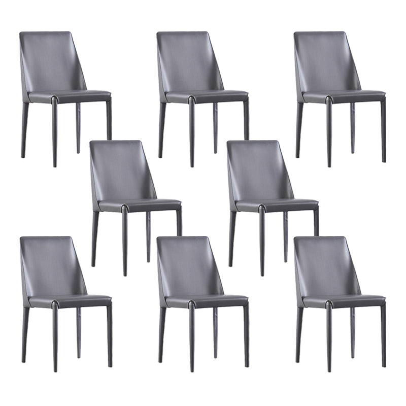 Contemporary Indoor Kitchen Chair Faux Leather Dining Side Chair Dark Gray 8 Piece Set Clearhalo 'Dining Chairs' 'Dining Tables & Seating' 'dining_chair' 'furn' 'furn_dining_chair' 'Furniture' 'Kitchen & Dining Furniture' 6575567