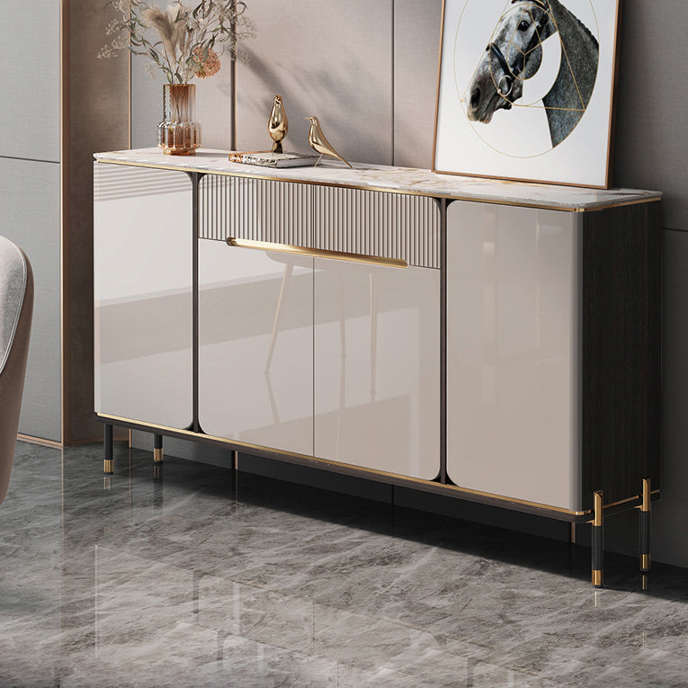Tavolo la sideboard glam con cassetti in pietra e server di pranzo in legno ingegnerizzato