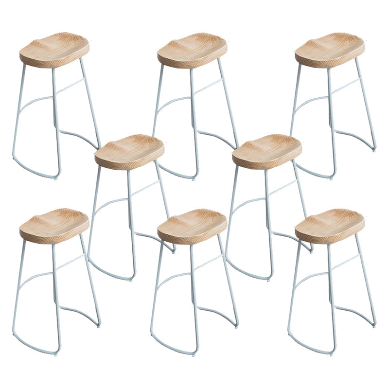 Contemporary Armless Bar Stools Wood Barstools with Footrest White Backless 8 Piece Set Clearhalo 'Bar Furniture' 'Bar Stools' 'bar_stools' 'furn' 'furn_bar_stools' 'Furniture' 'Kitchen & Dining Furniture' 6579856