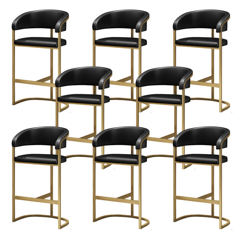 Glam Style Bar Stool Leather Gold Frame Counter Stool for Bristol Black 8 Piece Set Clearhalo 'Bar Furniture' 'Bar Stools' 'bar_stools' 'furn' 'furn_bar_stools' 'Furniture' 'Kitchen & Dining Furniture' 6580452