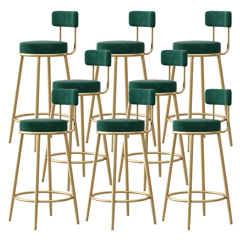 Sgabello da bar in ferro controporte senza braccioli glam con pedale e cuscino per bar