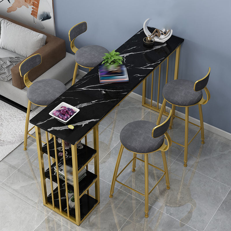 Houten top bistro balk tabel rechthoek gouden basisbalk tafel voor huis