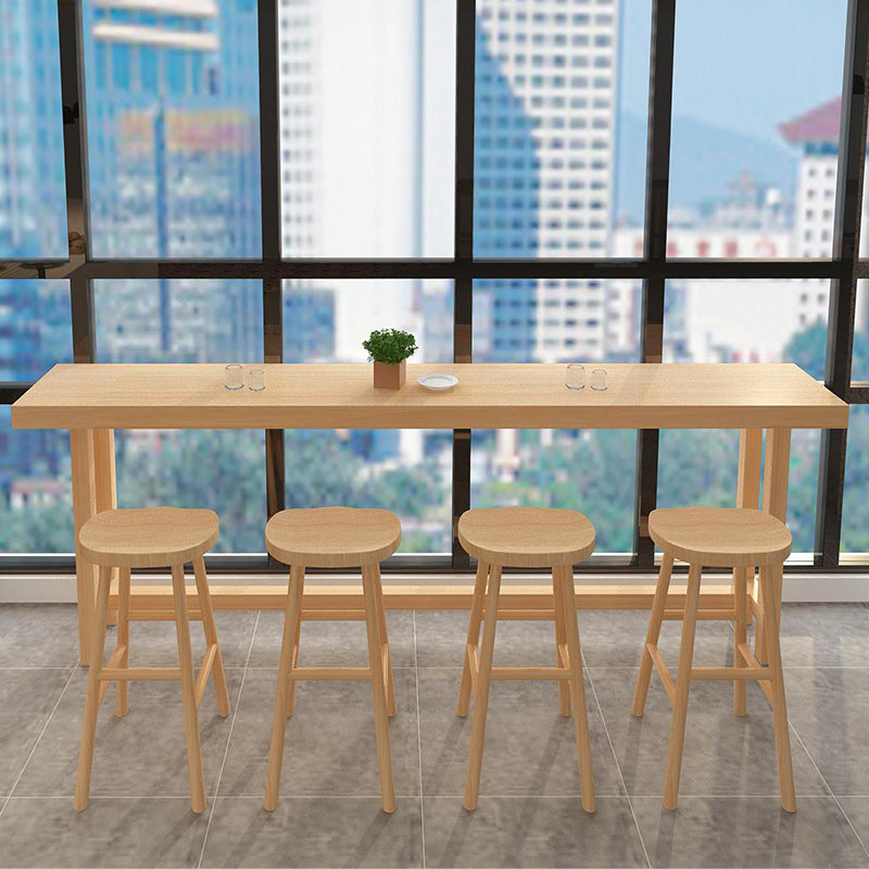 Natural Solid Wood Bar Dining Table Rectangle Bar Height Pub Table 94.5"L x 17.7"W x 41.3"H Without Chairs Clearhalo 'Bar Furniture' 'Bar Tables' 'bar_tables' 'furn' 'furn_bar_tables' 'Furniture' 'Kitchen & Dining Furniture' 6581413