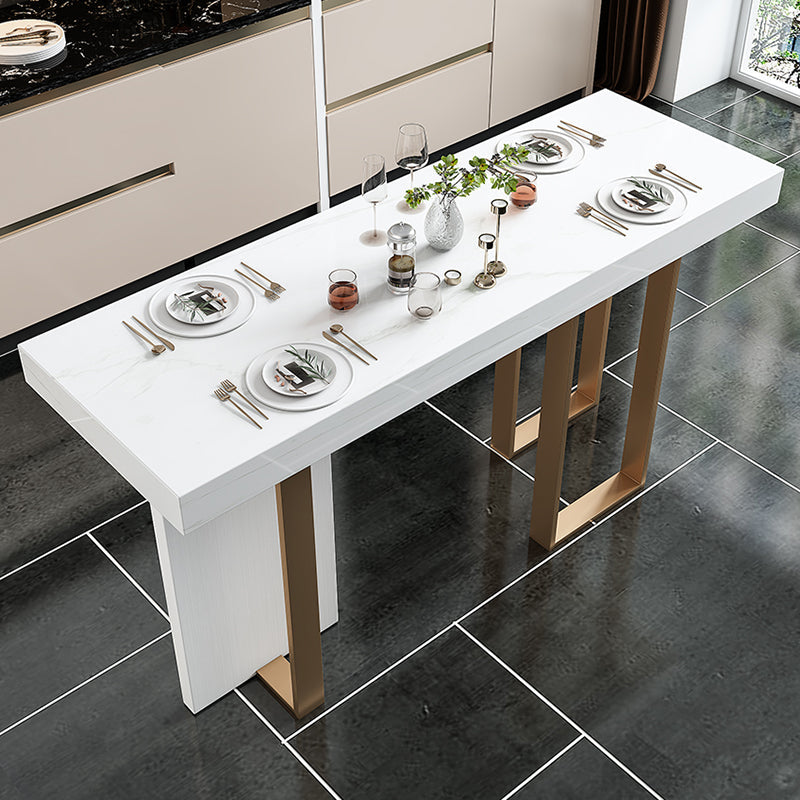 Faux Marble Bistro Bar Table Rectangle White Bar Table for Home 70.9"L x 17.7"W x 39.4"H Without Chairs Clearhalo 'Bar Furniture' 'Bar Tables' 'bar_tables' 'furn' 'furn_bar_tables' 'Furniture' 'Kitchen & Dining Furniture' 6581550