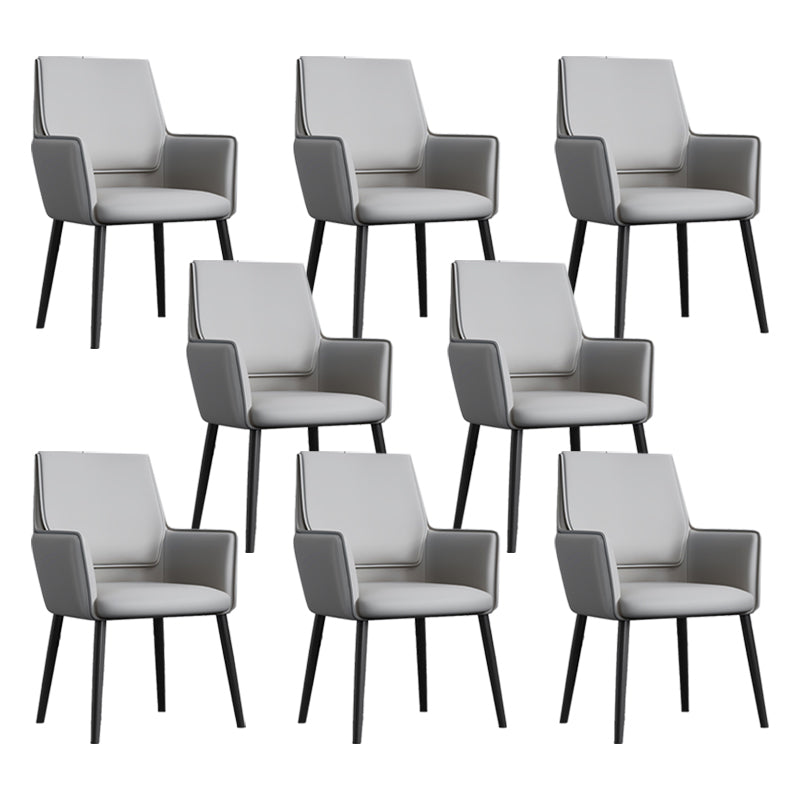 Faux Leather Upholstered Chair Contemporary Kitchen Dining Arm Chair Light Gray 8 Piece Set Clearhalo 'Dining Chairs' 'Dining Tables & Seating' 'dining_chair' 'furn' 'furn_dining_chair' 'Furniture' 'Kitchen & Dining Furniture' 6581622