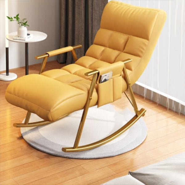 Home Modern Metal Base Rocking Chair Living Room Leisure Single Sofa Chair Yellow Gold Clearhalo 'Chairs & Seating' 'furn' 'furn_rocking_chairs' 'Furniture' 'Living Room Furniture' 'Rocking Chairs' 'rocking_chairs' 6582553