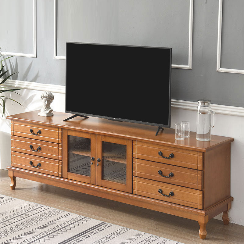 Traditional TV Stand Console Wooden TV Media Console for Living Room Light Coffee Clearhalo 'furn' 'furn_tv_stands_entertainment_centers' 'Furniture' 'Living Room Furniture' 'TV Stands & Entertainment Centers' 'TV Stands & Media Storage Furniture' 'tv_stands_entertainment_centers' 6582799