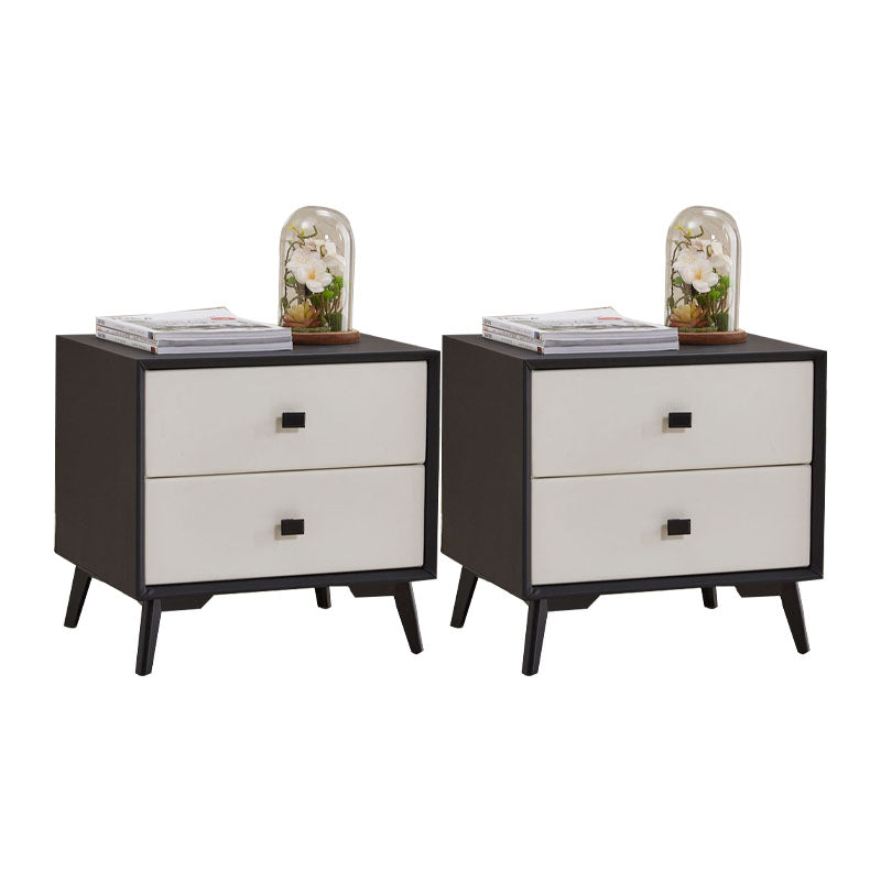 18.5" Tall Solid Wood Night Table Legs Included Bed Nightstand with 2 Drawers Black White 2 Piece Set Clearhalo 'Bedroom Furniture' 'furn' 'furn_night_stand' 'Furniture' 'night_stand' 'Nightstands' 6583708