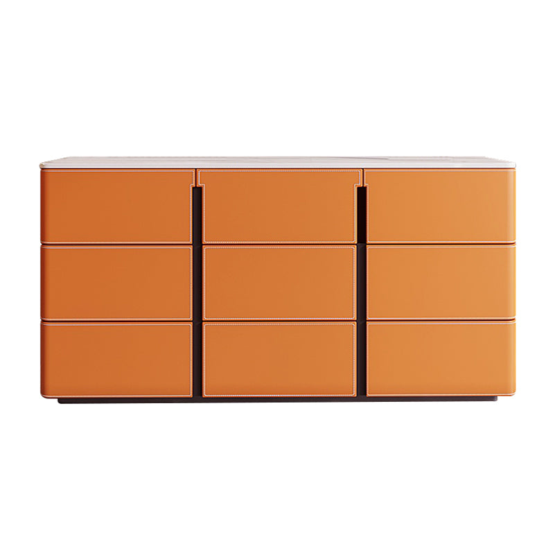 15.6-inch Width Contemporary Storage Chest Stone Dresser with 6/9 Drawers 79"L x 16"W x 31"H Orange Clearhalo 'Bedroom Furniture' 'Dressers & Chests' 'dressers_chests' 'furn' 'furn_dressers_chests' 'Furniture' 6583759