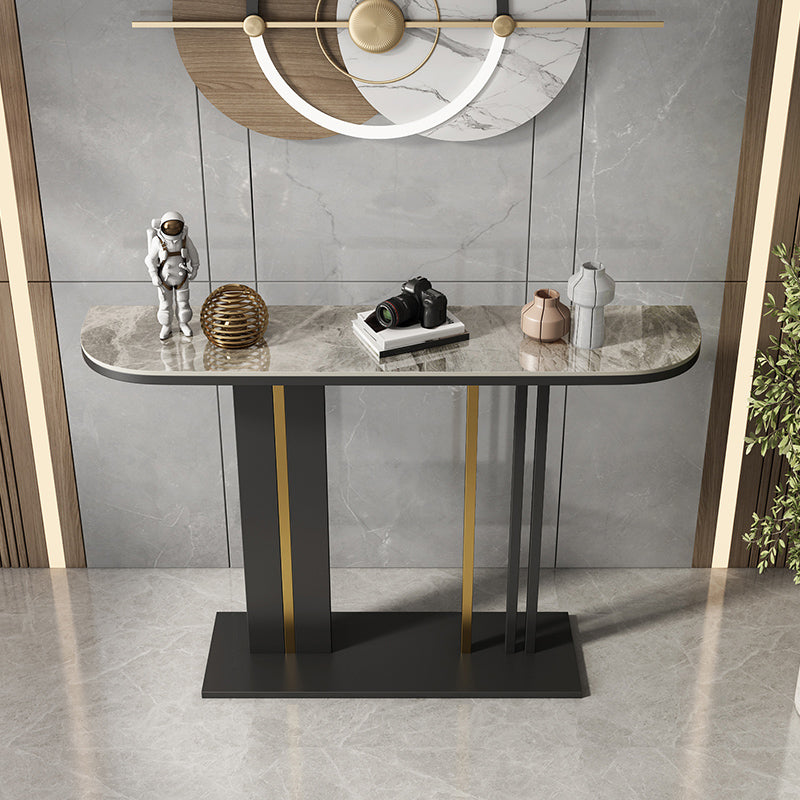 Modern 31.5" Tall Console Table Stone Abstract Base Accent Table for Hall
