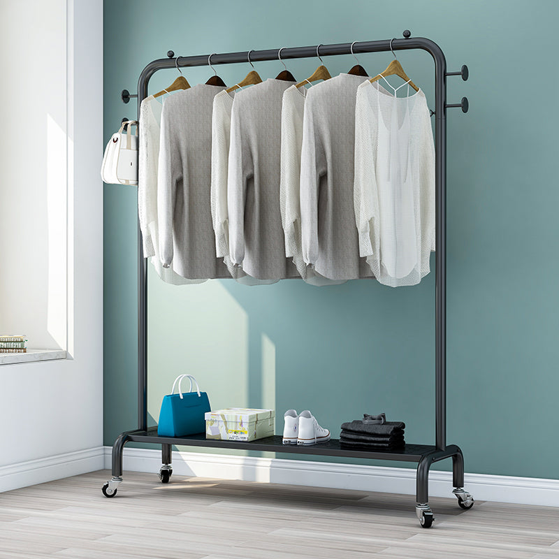 Rack de manteau d'entrée industriel métal rail rail inférieur d'étagère inférieur avec 4 crochets