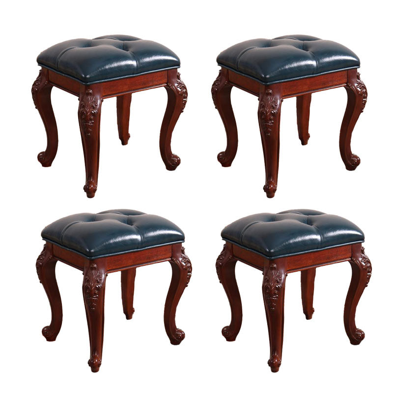 Mid-Century Modern Ottoman Faux Leather Upholstered Tufted Rectangle Ottoman Blue 4 Piece Set Brown Clearhalo 'furn' 'furn_ottomans_poufs' 'Furniture' 'Living Room Furniture' 'Ottomans & Poufs' 'ottomans_poufs' 6586326