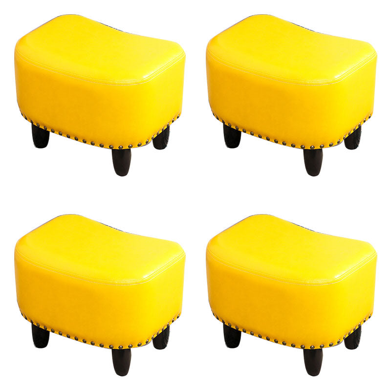 Nailhead Trim Ottoman Leather Special Shape Contrast Color Stain Resistant Ottoman Yellow 4 Piece Set Clearhalo 'furn' 'furn_ottomans_poufs' 'Furniture' 'Living Room Furniture' 'Ottomans & Poufs' 'ottomans_poufs' 6586372