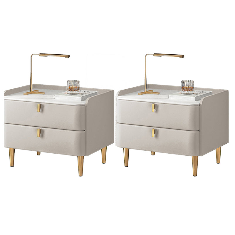 2 cajones Mesa nocturna Mesa de acento moderno .19 "de alto