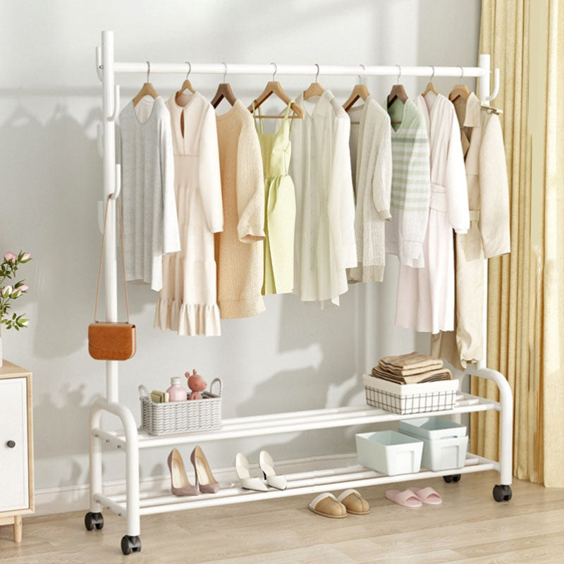 Perchera de metal de pie contemporáneo con estantería de almacenamiento con estantería de almacenamiento