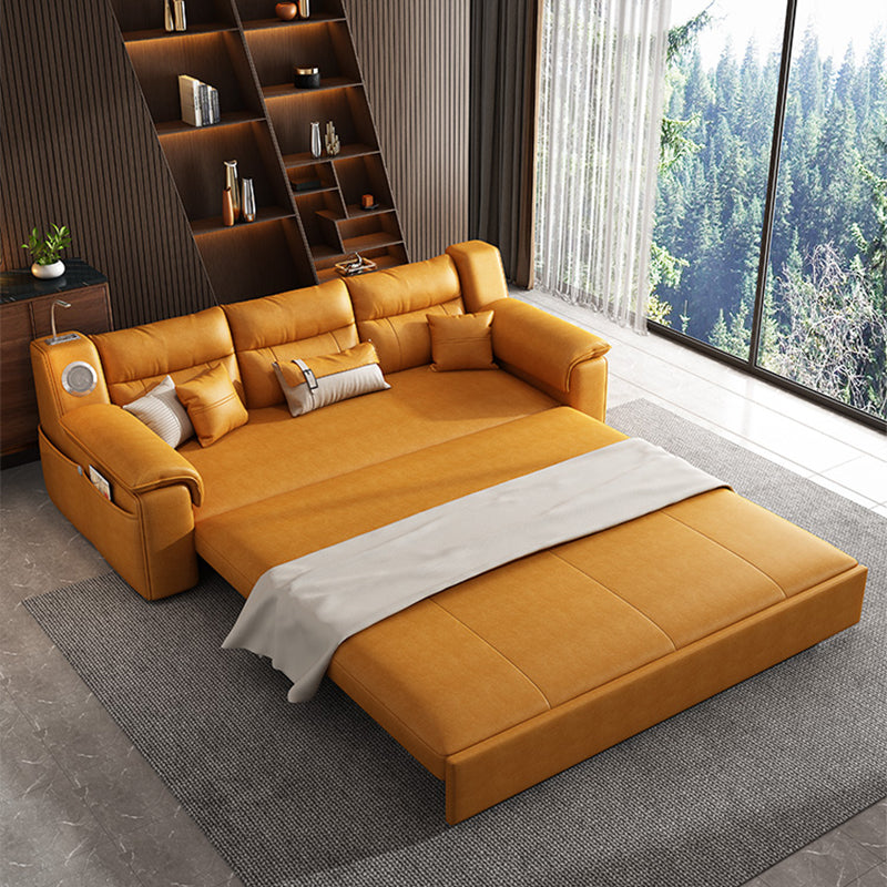 32" Wide Contemporary Futon Sofa Bed Orange Pillow Back Sleeper Sofa 94"L x 33"W x 29"H Coir Clearhalo 'furn' 'furn_futons' 'Furniture' 'Futons & Daybeds' 'Futons' 'Living Room Furniture' 6590882