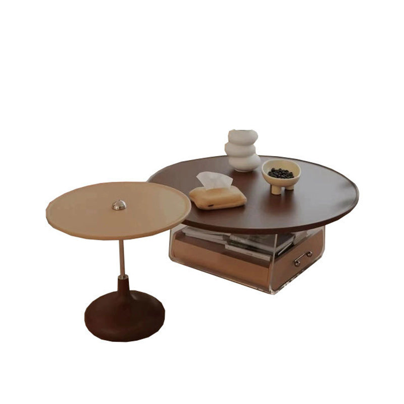 コンテンポラリーコーヒーテーブルラウンド木製コーヒーカクテルテーブル